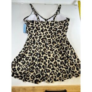 Yonique Leopard Print Swim Dress One Piece Cutout Swimsuit 20W New